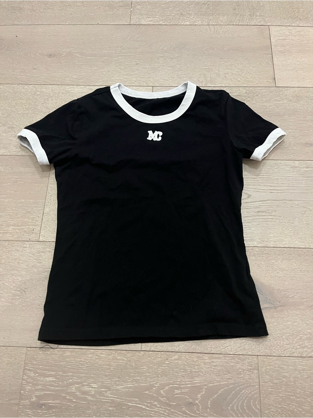 Black Ringer Tee with White Trim